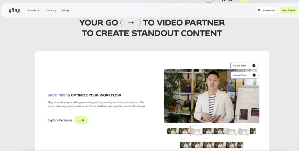 Gling - AI Video Editing Software for YouTube