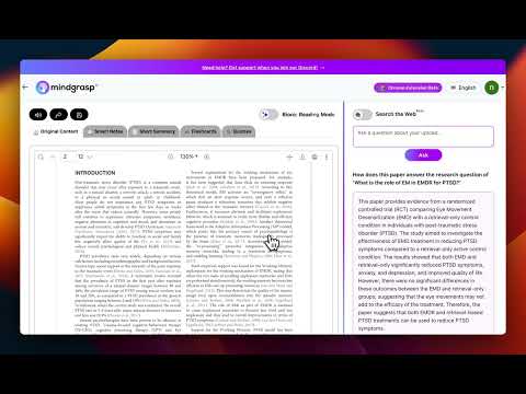 Mindgrasp tutorial thumbnail about text references and source-based question answering