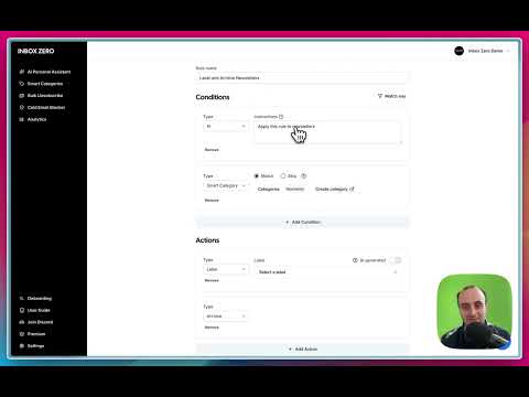 Inbox Zero setup video thumbnail showing AI email assistant configuration