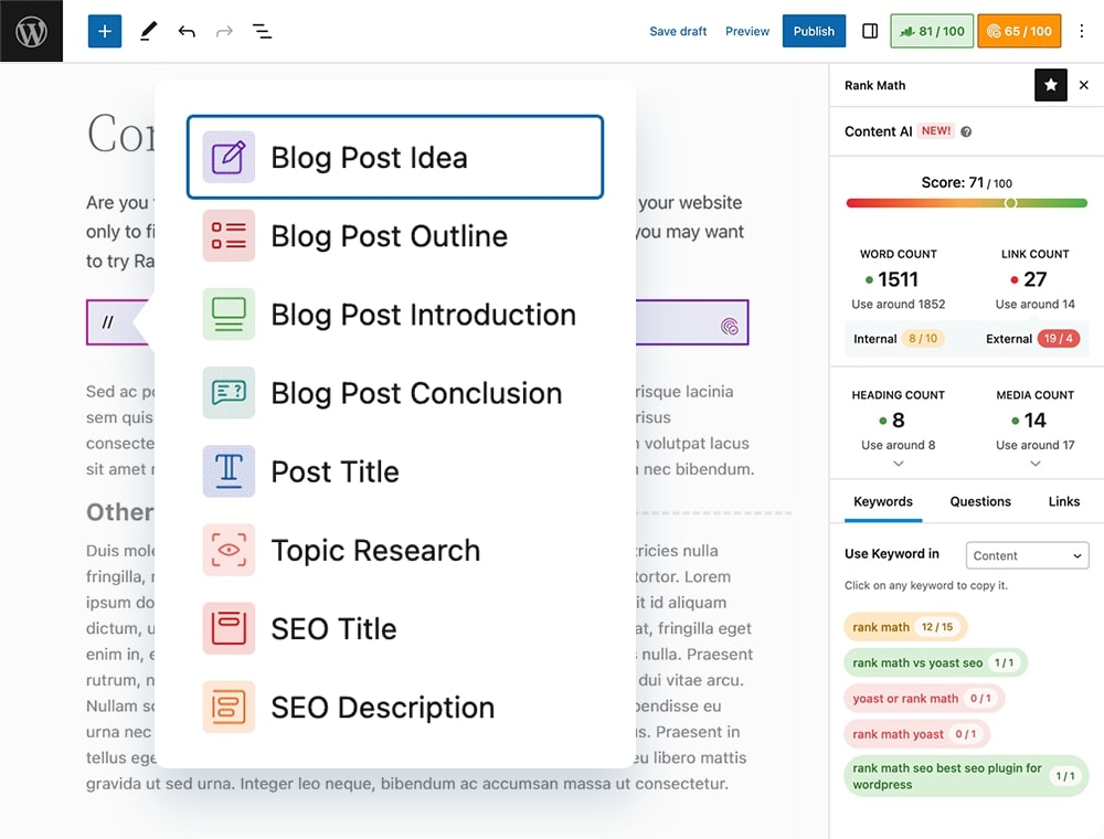 Rank Math - WordPress users who want lighter in-CMS SEO support